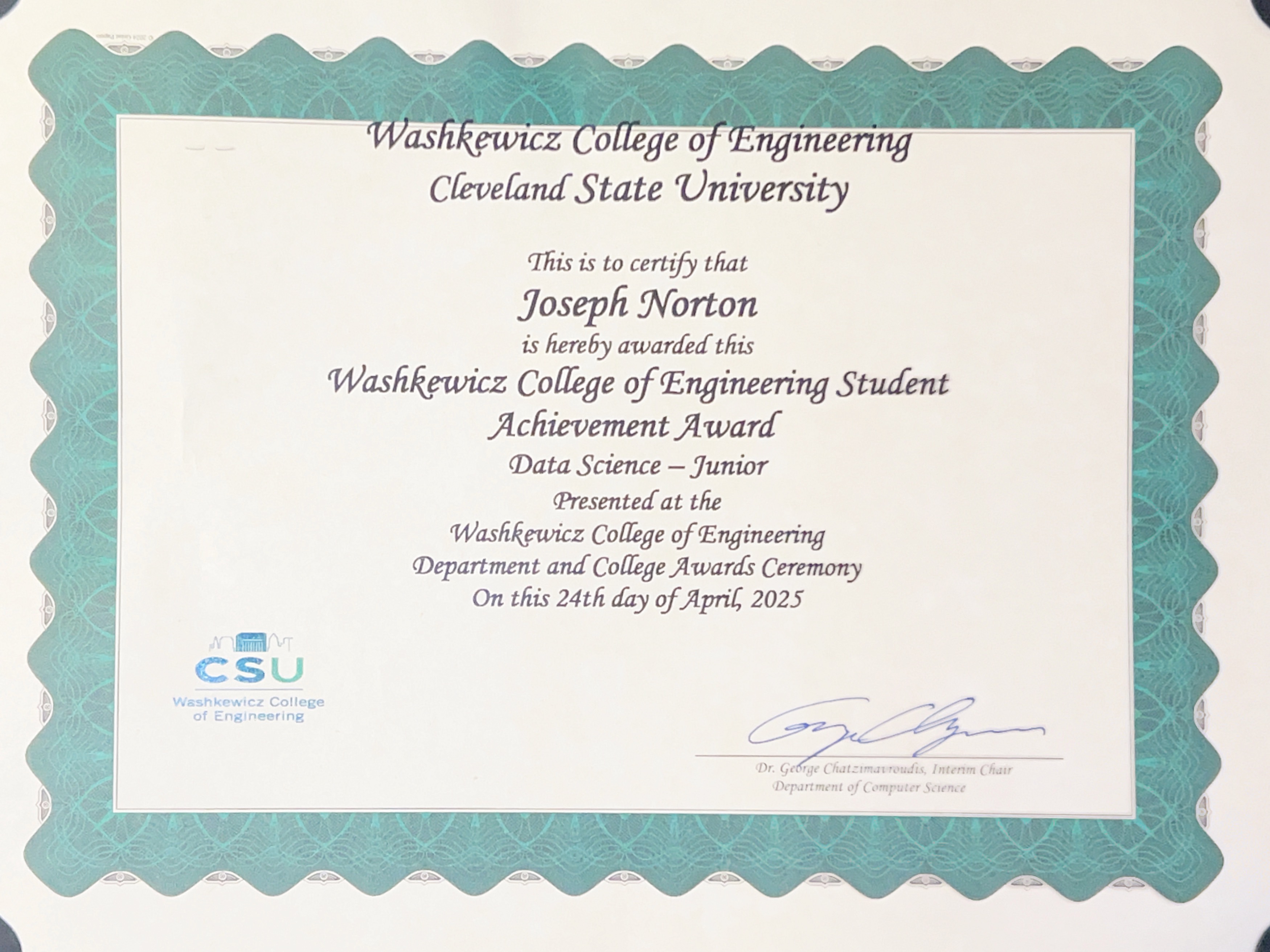 Data Science Student Achievement Award